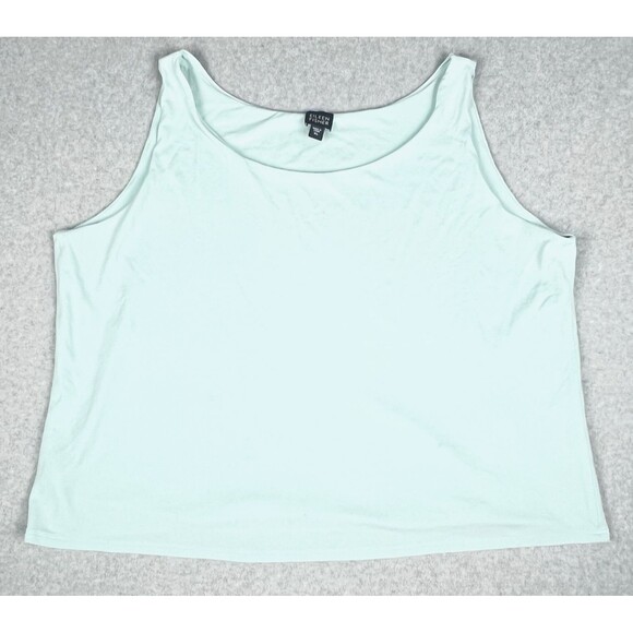 Eileen Fisher Tank Top Womens XL Blue Green Silk Sleeveless Round Neck Blouse - Picture 2 of 15